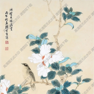 孫云生國(guó)畫 芙蓉雙雀 高清大圖下載