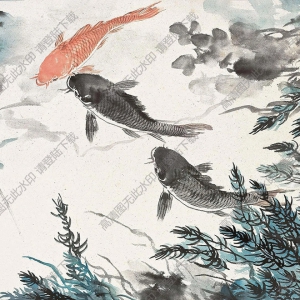 汪亞塵國(guó)畫(huà) 如魚(yú)得水 高清大圖下載