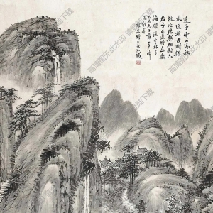 蕭俊賢國(guó)畫(huà) 古木秋林 高清大圖下載