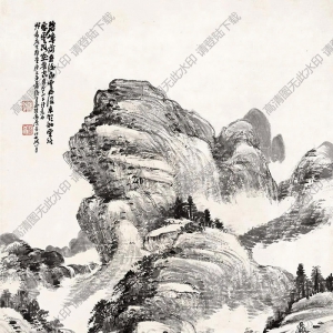 蕭俊賢國(guó)畫(huà) 含山子詩(shī)意圖 高清大圖下載