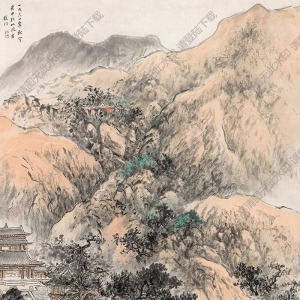 吳鏡汀國畫 卦山風(fēng)景 高清大圖下載