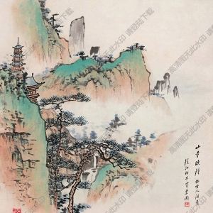 吳鏡汀作品 山寺晚鐘 高清大圖下載