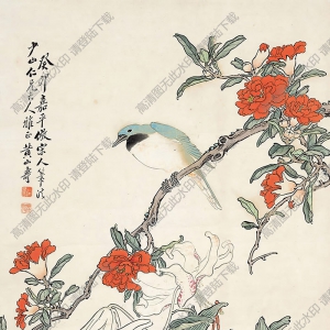 黃山壽作品 茶花翠鳥 高清大圖下載