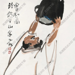 李瓊久國(guó)畫(huà) 魯達(dá)醉飲 高清大圖下載