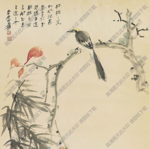 張大千國(guó)畫(huà)_紅葉花鳥(niǎo)圖_枯槎已覺(jué)秋風(fēng)勁_(tái)高清圖片下載