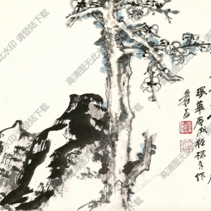 張大千作品_新梅_寫于環(huán)華庵_高清國(guó)畫下載